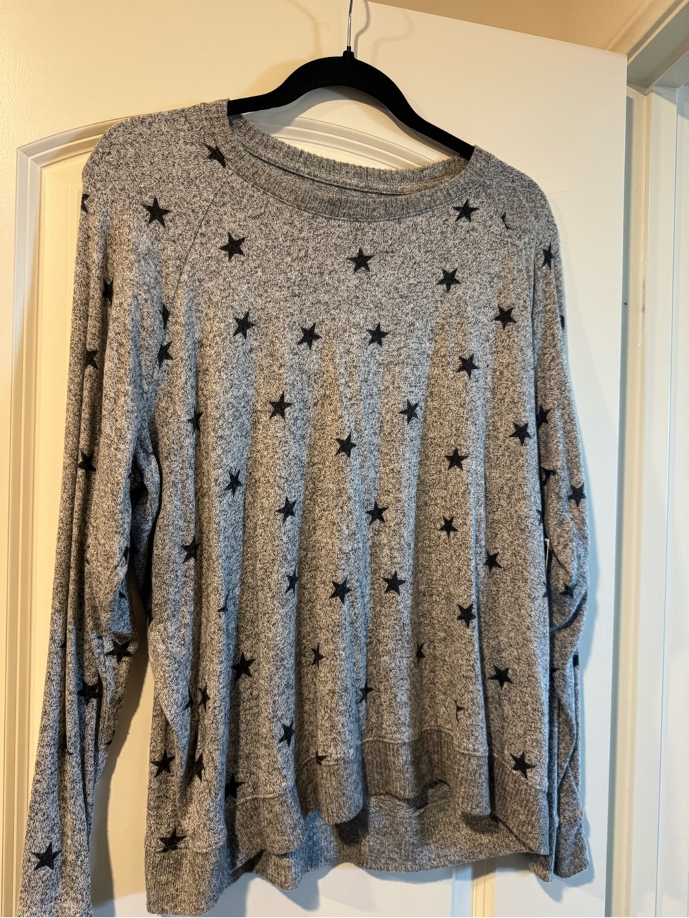 Lucky Brand Gray Sweater with Black Star Print